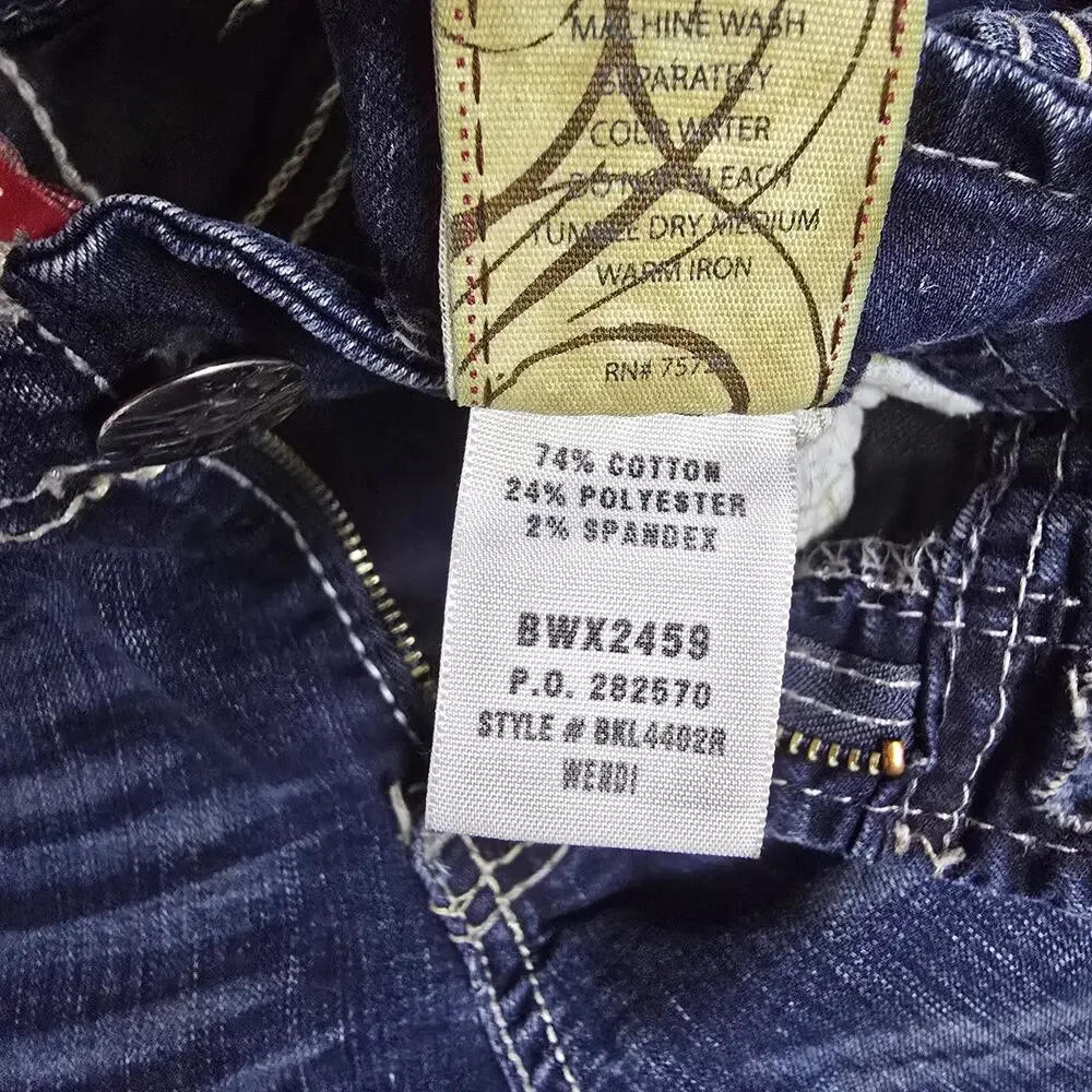 BKE Wendi Womens 26 Dark Wash Denim Bermuda Cutoff Shorts Rhinestone Stretch